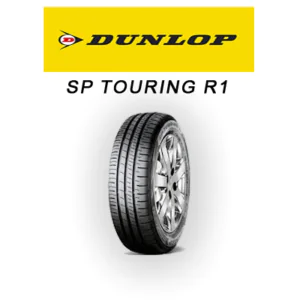 Dunlop SP Touring R1 mounted on a car, showcasing its advanced tread design for superior all-season performance.