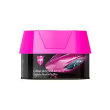Flamingo Premium Hard Wax applied on a car’s surface for a high-gloss, protective finish.